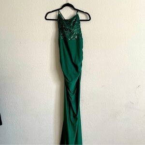 Shein Elegant Green Sequin Dress size L strappy evening event sexy party prom